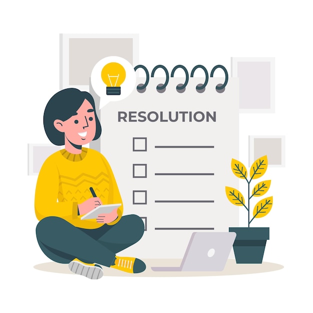 Woman write Resolution For Next Year