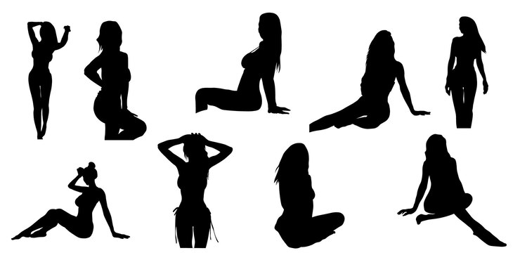 WomanSilhouetteBeachGirlVectorSet