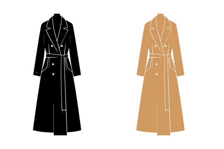 Vector women long blazer suit silhouette illustration