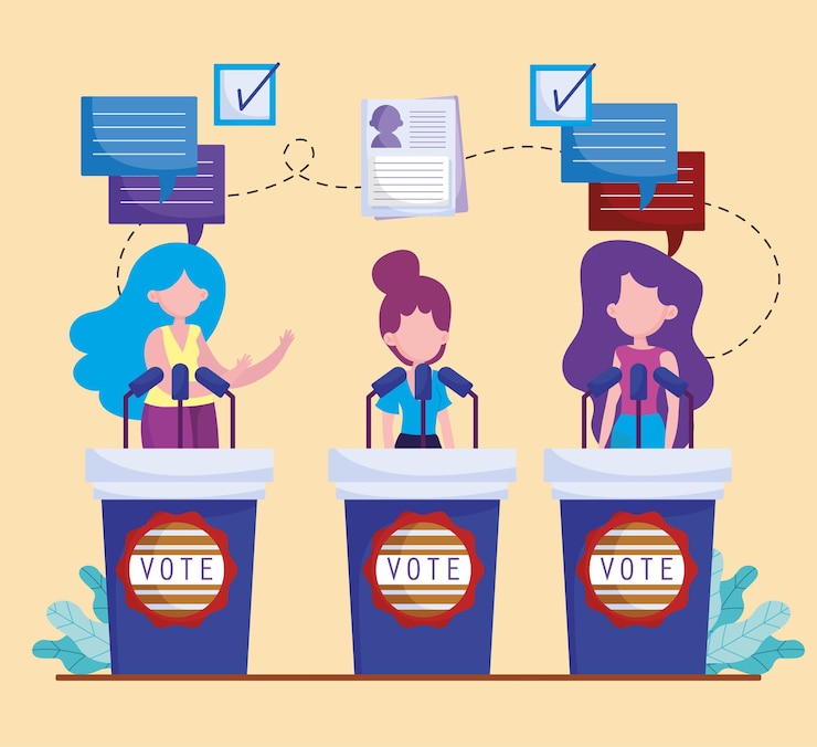 Vector women politicians are discussing