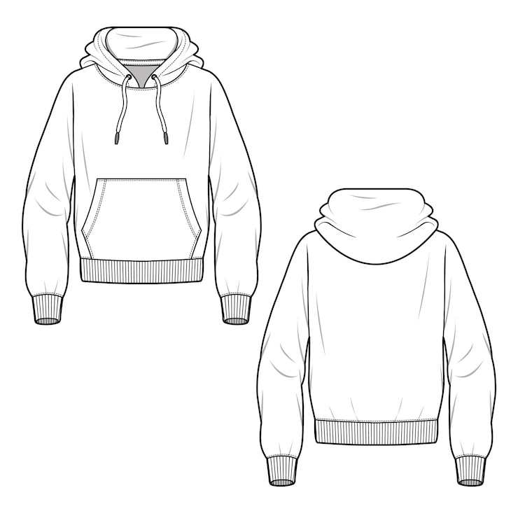 Vector women sweatshirt flat drawing template