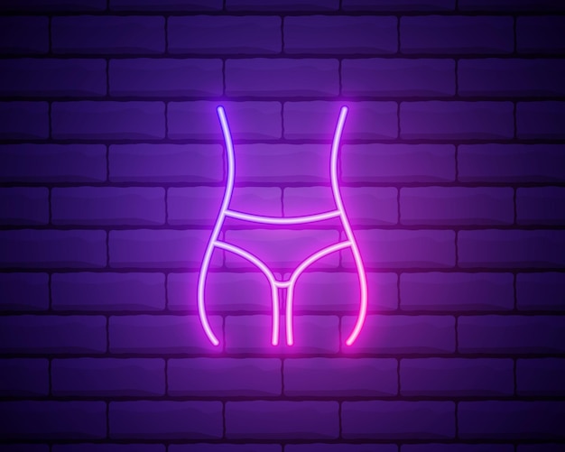 women waist line neon icon elements of beauty and cosmetics illustration icon signs and symbols can be used for web logo mobile app ui ux on brick wall background