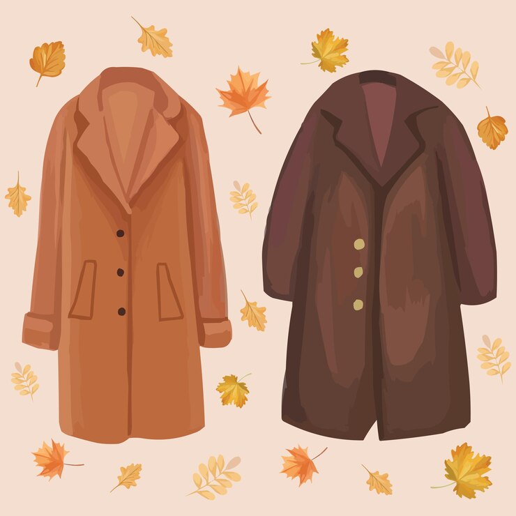 Vector womens outwear clothes autumn or winter warm brown coat