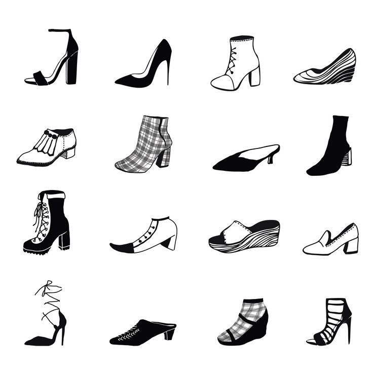 Vector womens shoe collection drawing