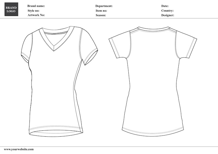 Vector womens v-neck t-shirt design template
