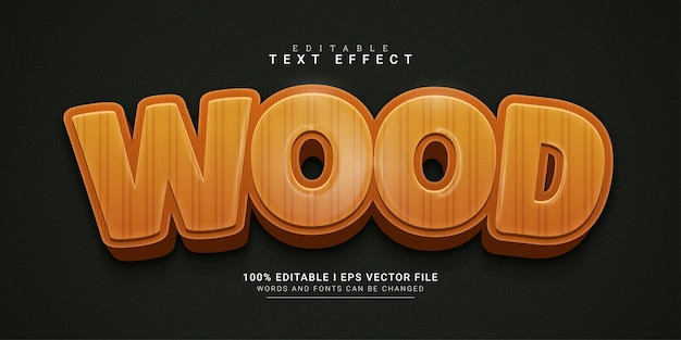 wood 3d style text effect