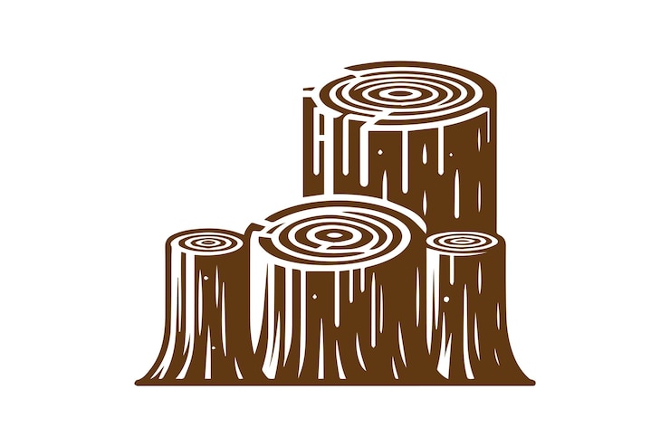 Vector wood industry raw materials vector silhouette illustration