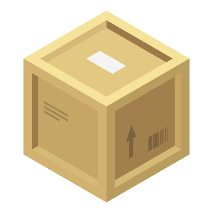 Vector wood parcel box icon isometric of wood parcel box vector icon for web design isolated on white background