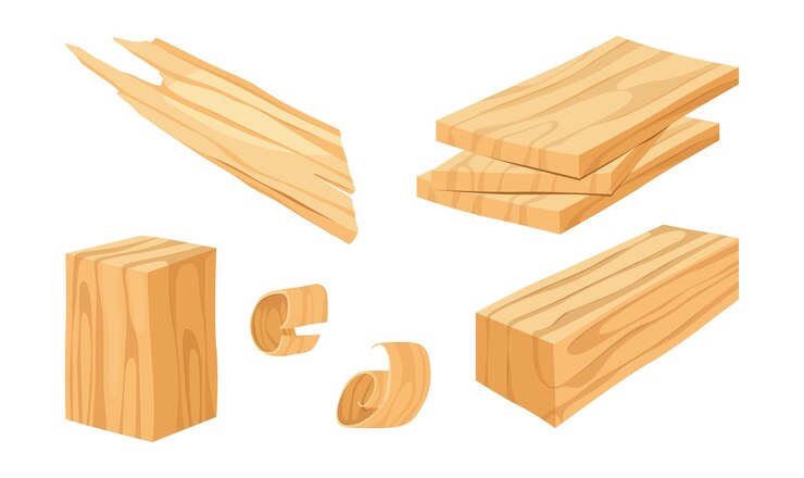 Vector wood planks and shavings carpentry