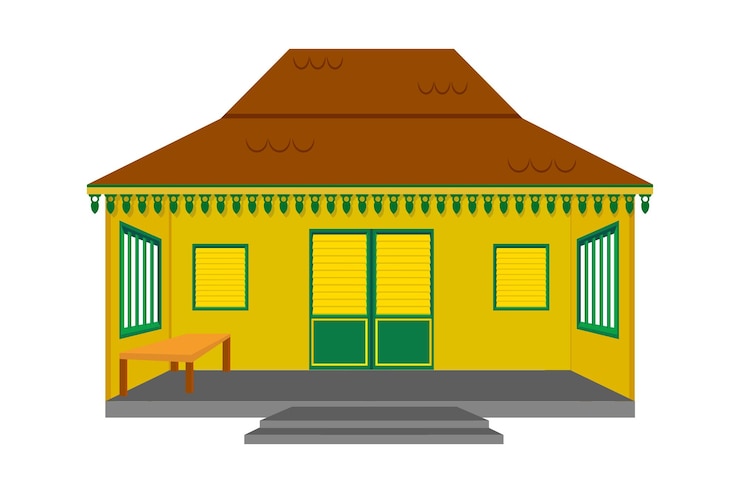 Vector wooden betawi or batavia or jakarta house with gigi balang