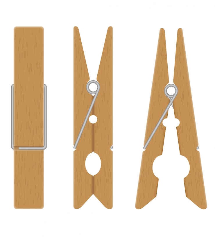 Vector wooden clothespins vector illustration
