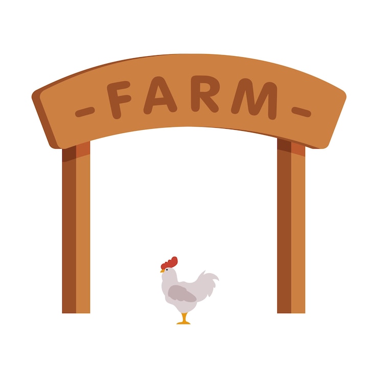 Vector wooden farm gate cartoon vector illustration on white background