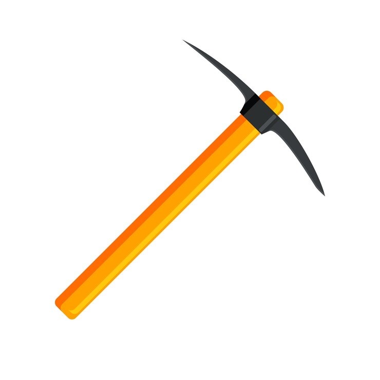 Vector wooden pickaxe with iron tip