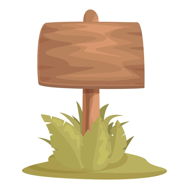 Wooden sign standing on grass patch with leaves