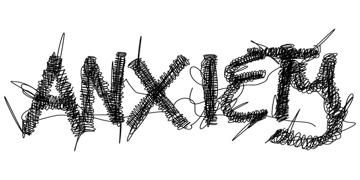 Vector word anxiety with scribble style vector illustration
