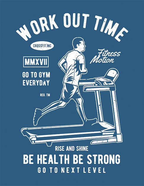 Work Out Time Treadmill illustration design