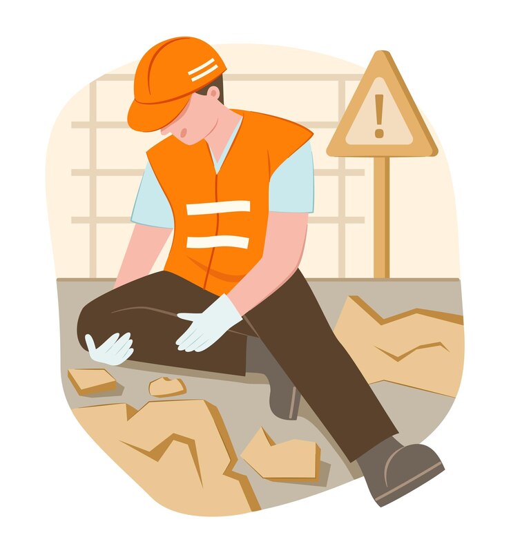 Vector worker man injured from accident in construction site for accidental concept illustration