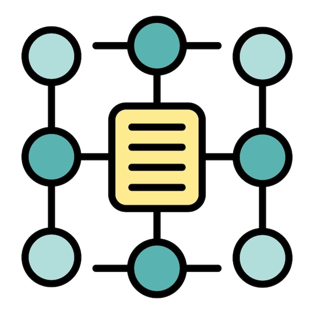 Workflow scheme icon outline vector Work process Gear system color flat