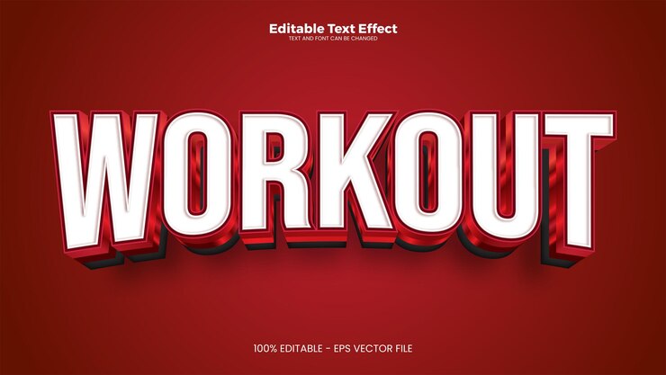 Vector workout editable text effect in modern trend style