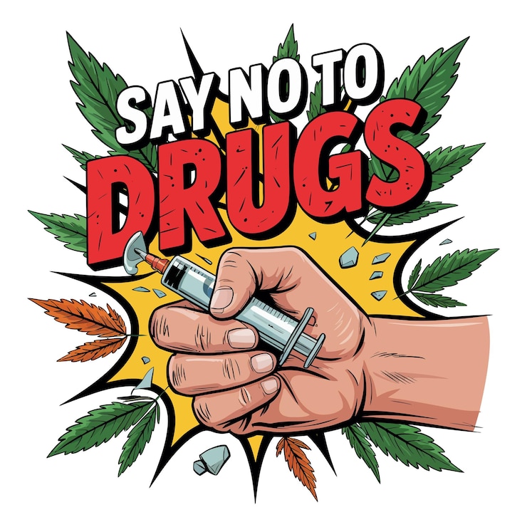 Vector world antidrug day 26 june