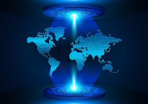 world binary circuit board future technology blue hud cyber security concept background