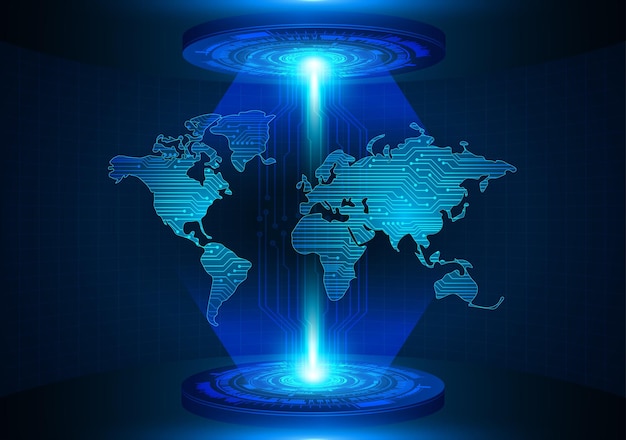 world binary circuit board future technology blue hud cyber security concept background