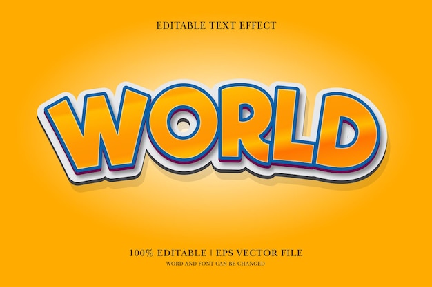 world editable 3d text effect for vector illustration