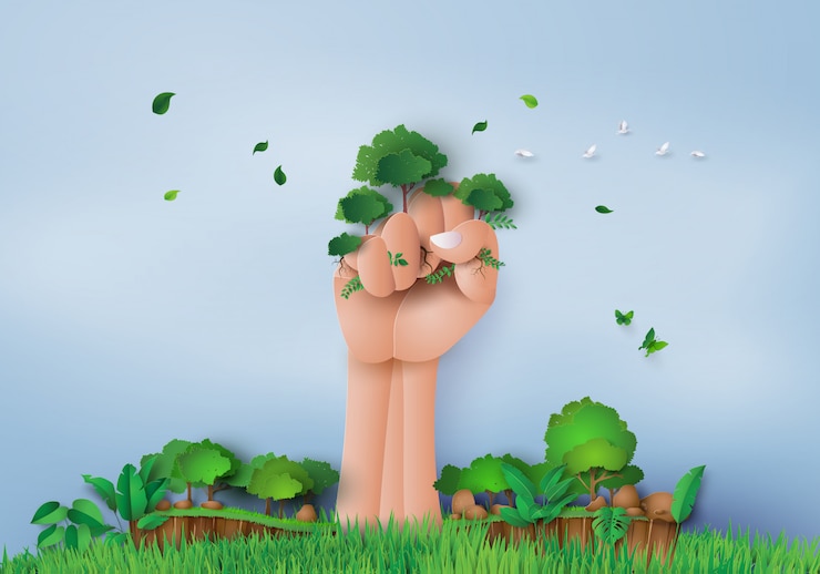 Vector world environment and earth day concept, paper cut 3d .