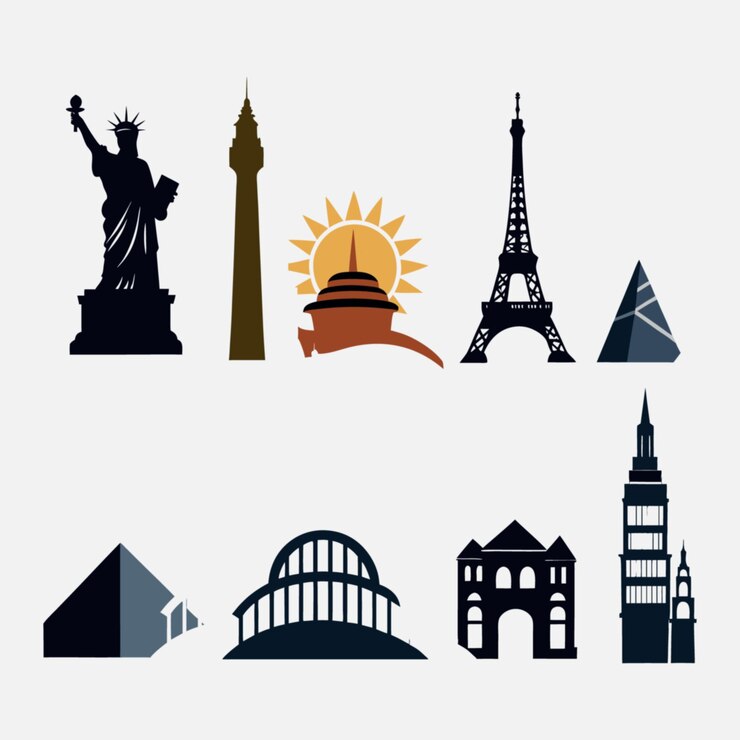 Vector world famous landmarks