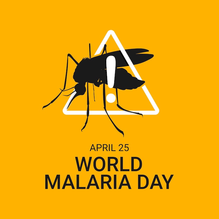 Vector world malaria day background with silhouette mosquito illustration