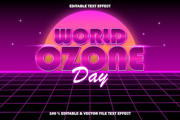World ozone day editable text effect retro style