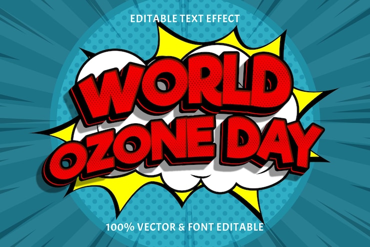 Vector world ozone day editable text effect