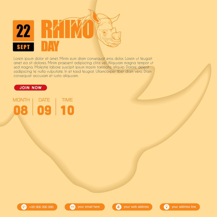 Vector world rhino day september 22 suitable for posters banners world rhino day greeting cards