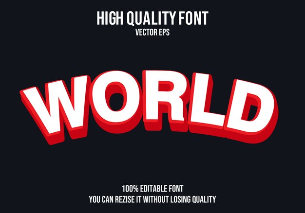 world vector text font effect
