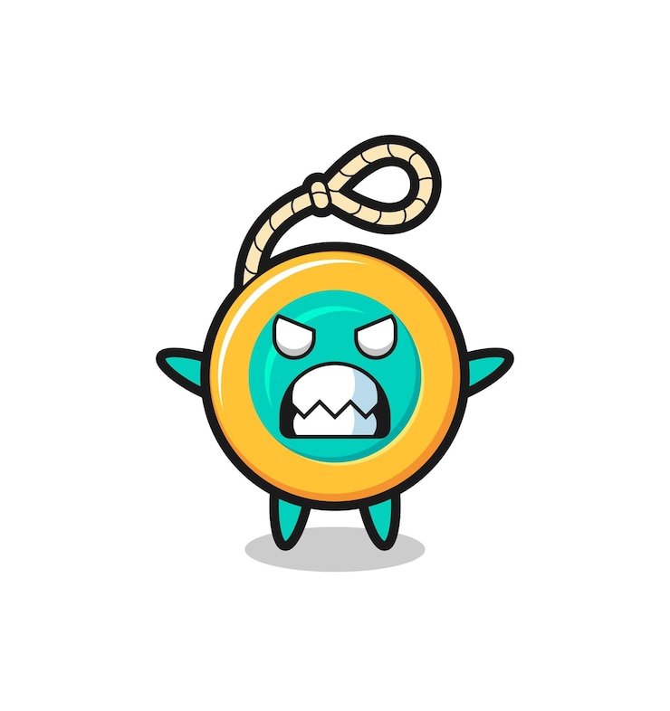 Vector wrathful expression of the yoyo mascot character
