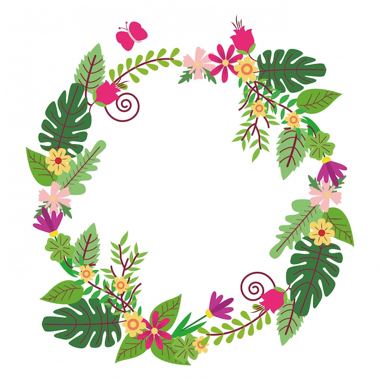 Vector wreath flowers isolated