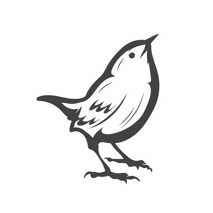 Vector wren bird retro style stock vector illustration