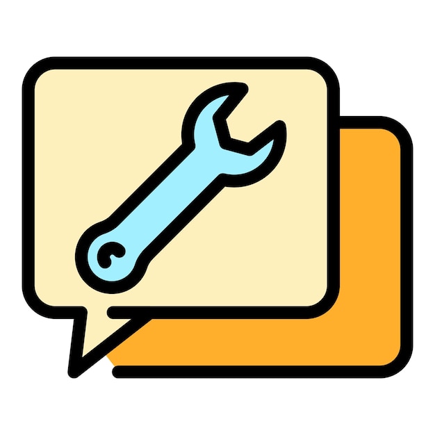Wrench chat icon Outline wrench chat vector icon color flat isolated