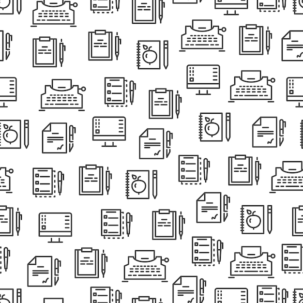 Writing tools line seamless pattern 