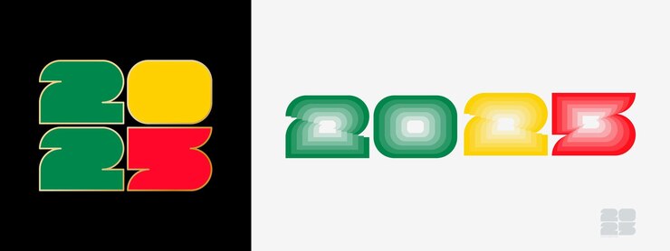 Vector year 2025 with flag of benin and in color palate of benin flag happy new year 2025