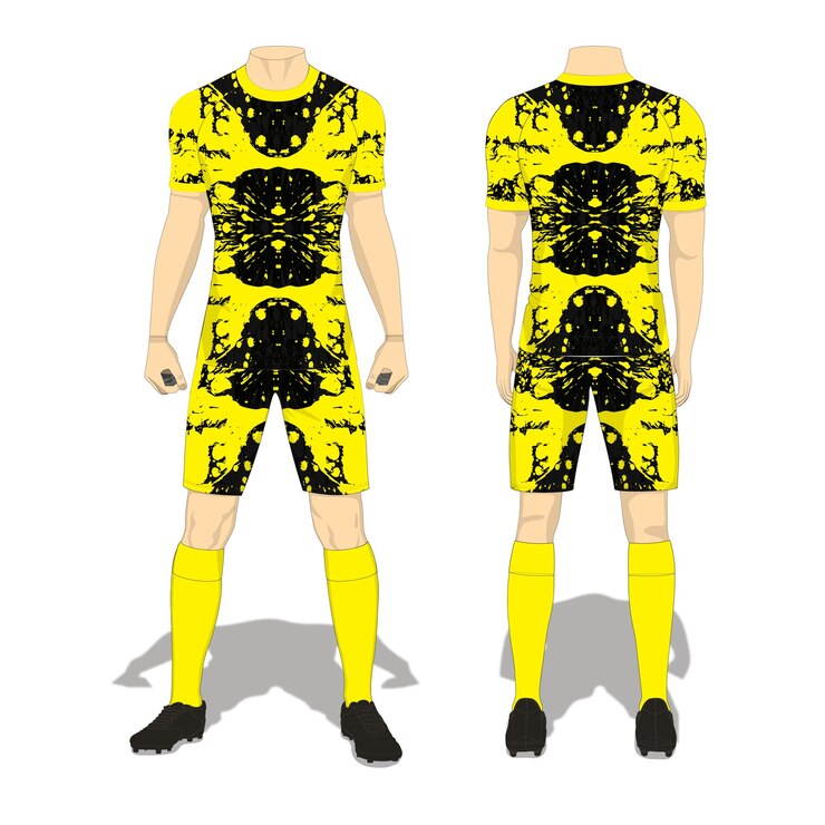 Vector yellow and black abstract soccer jersey design