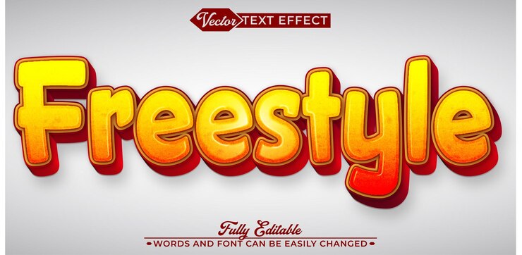 Vector yellow cartoon freestyle vector editable text effect template