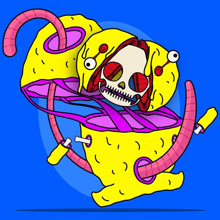 Vector yellow creature infected