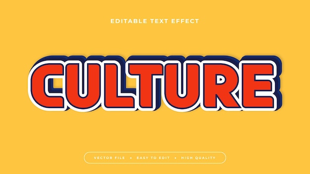 Yellow red and white culture 3d editable text effect font style