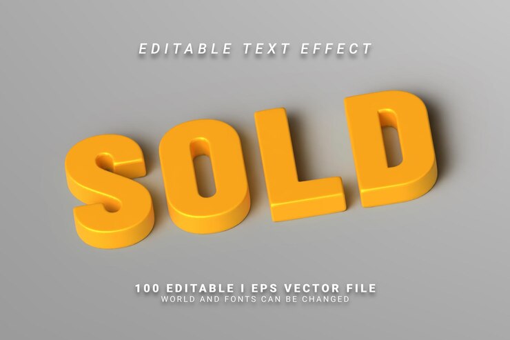 Vector yellow sold 3d style text effect