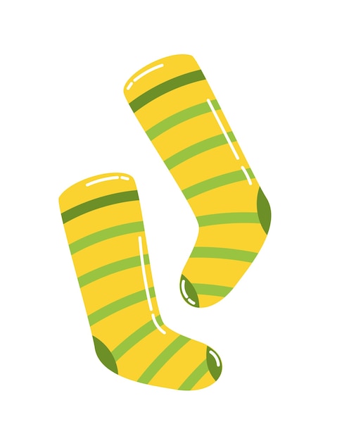 Yellow Striped Socks St Patrick's Day Vector Illustration Flat