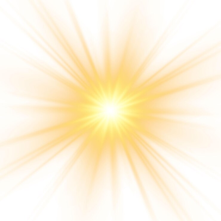 Vector yellow sun a flash a soft glow without departing rays