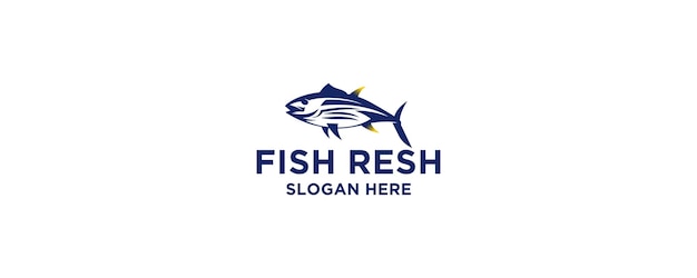 Yellow Tuna Fish Fresh Fishing Lineart Design Logo
