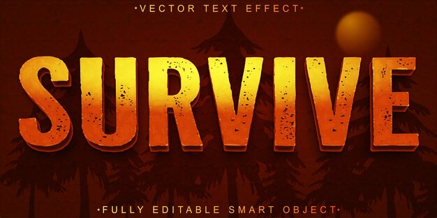 Yellow Worn Survive Vector Fully Editable Smart Object Text Effect