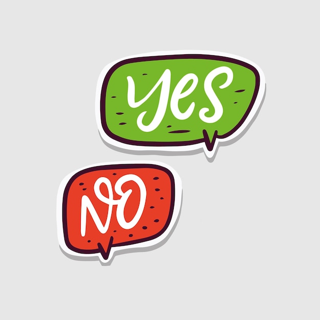 Yes and No. Hand drawn modern calligraphy words. Lettering text vector illustration.